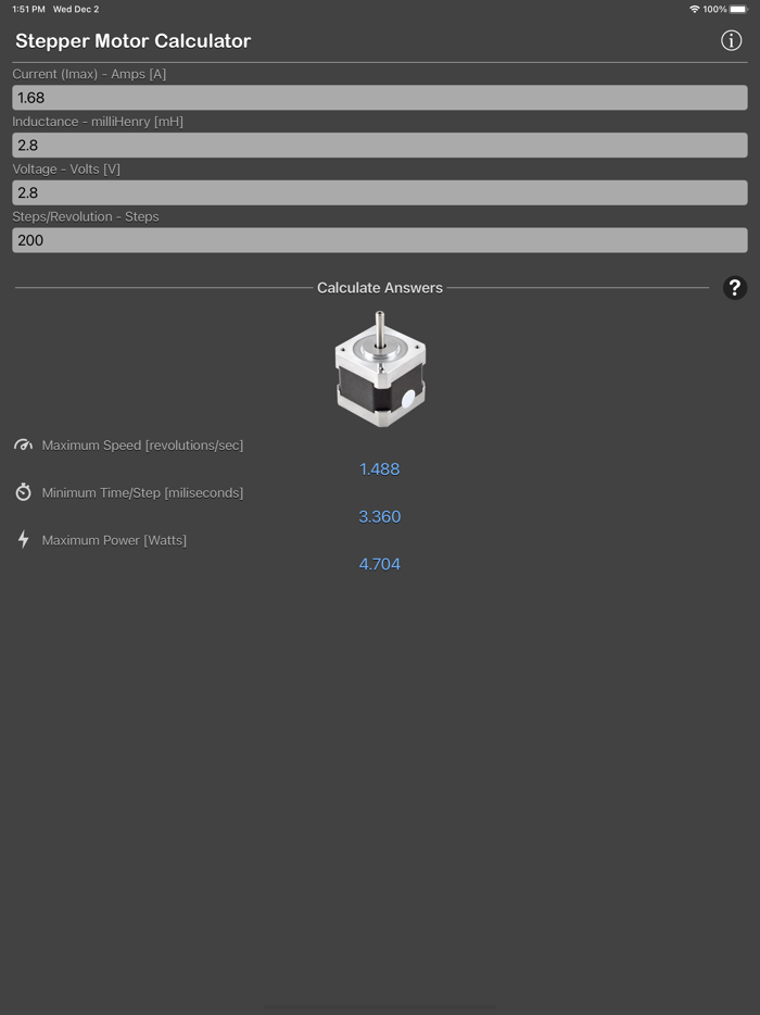Stepper Motor Calculator