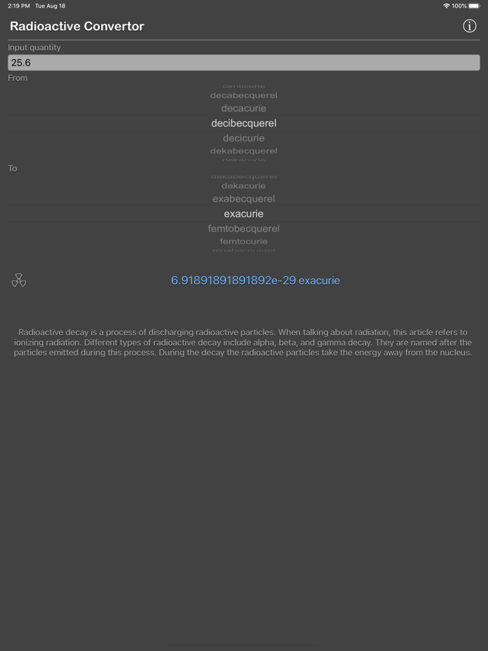 Radioactivity Conversion