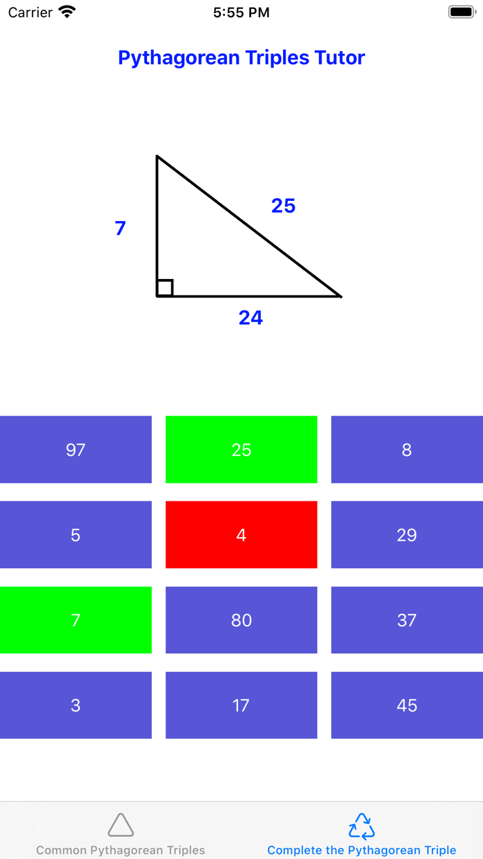Pythagorean Triples Tutor