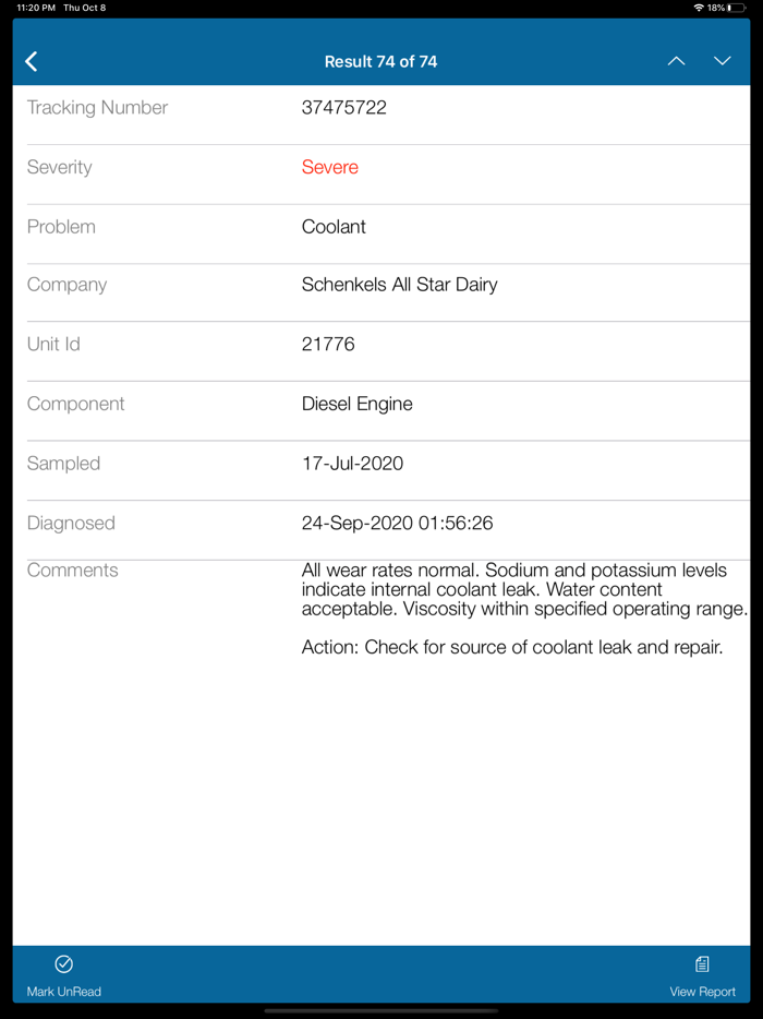 Valvoline Fluid Analysis