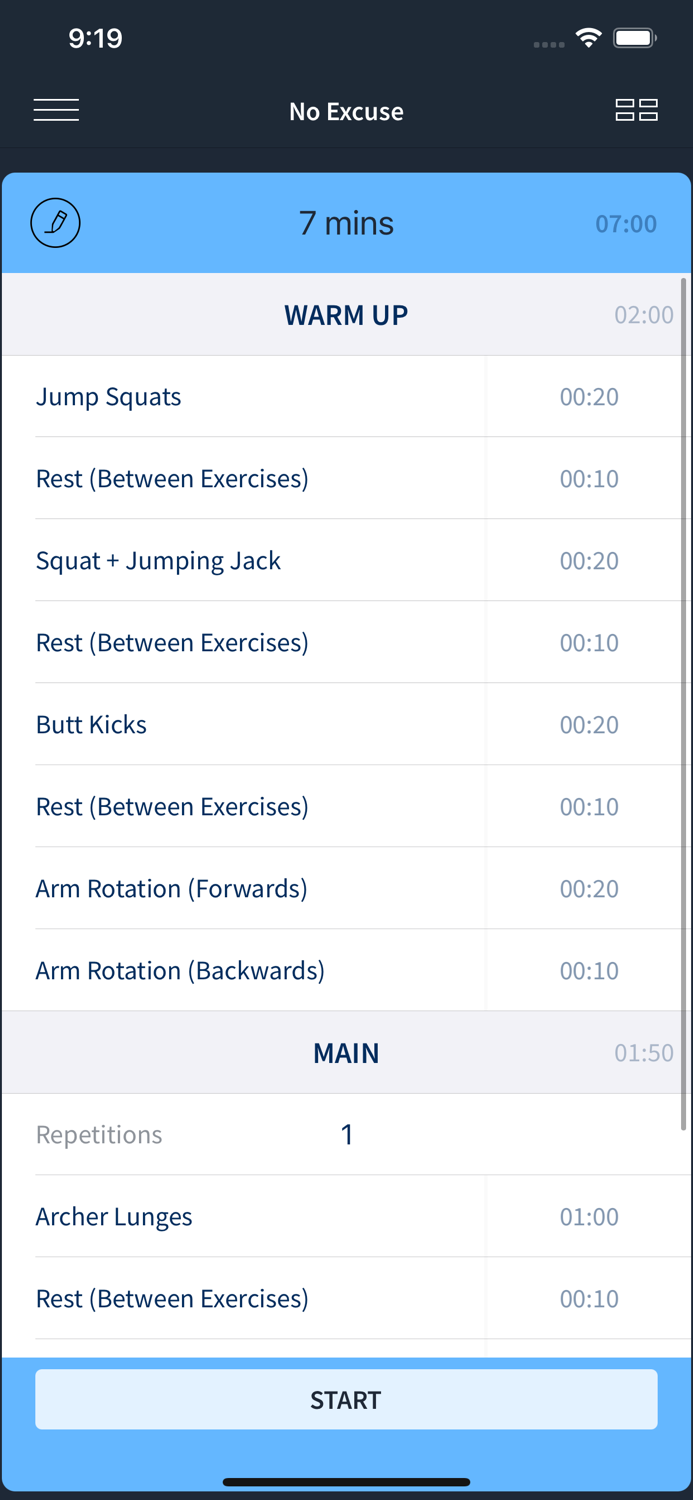 No Excuse - training timer