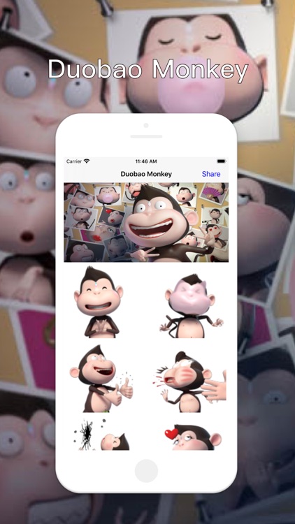 Duobao Monkey-iMessage表情贴纸