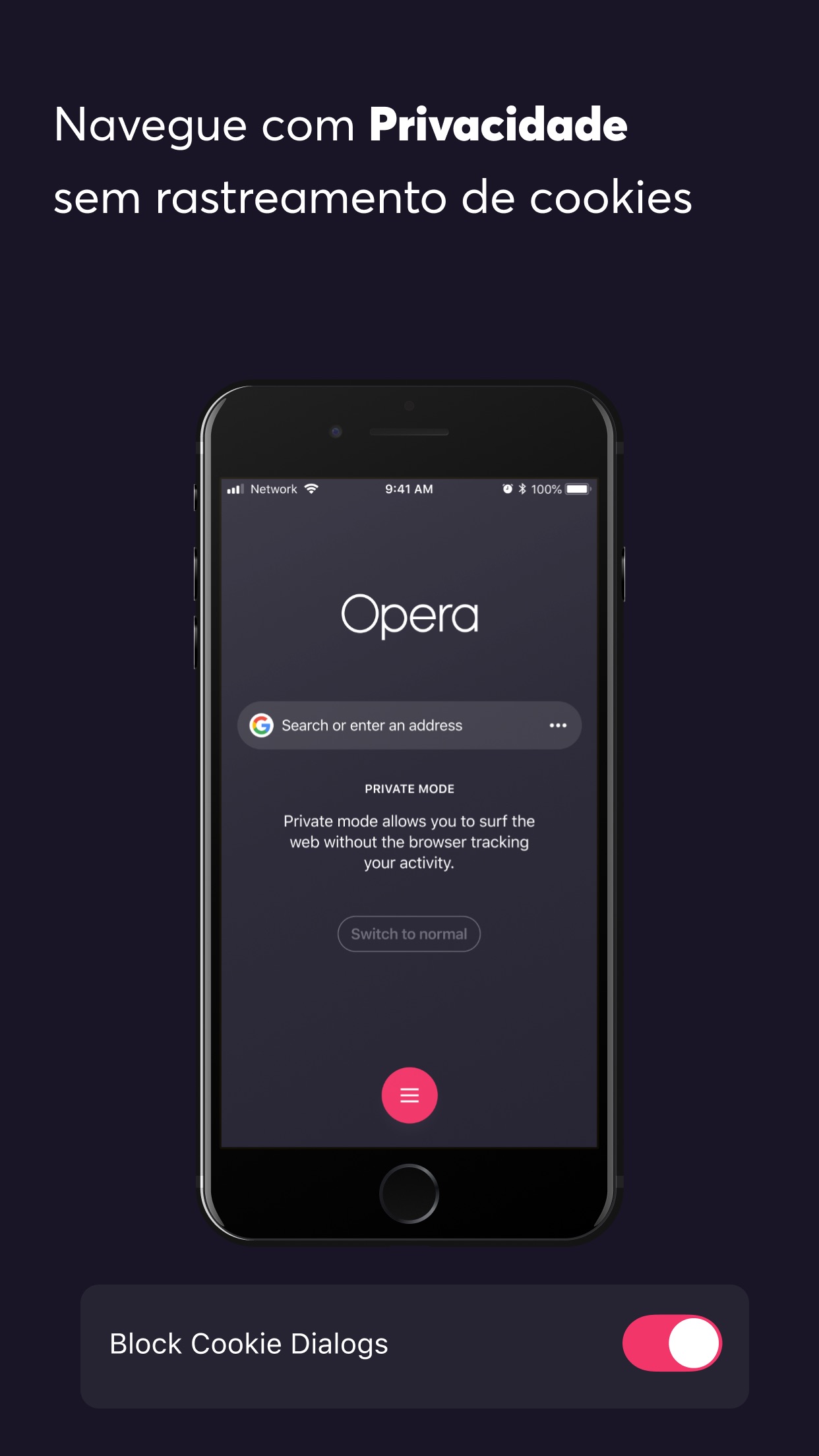 Screenshot do app Opera: rápido e privado