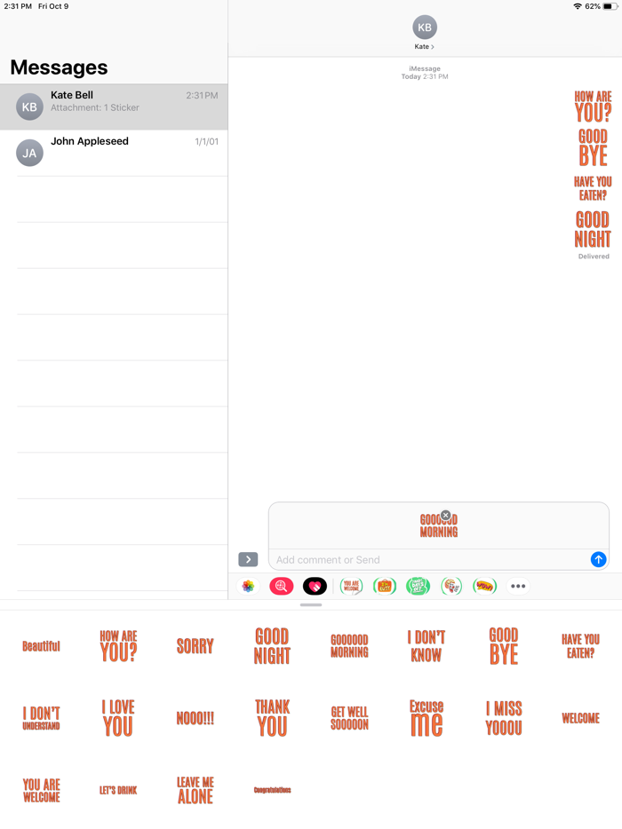 English Text Stickers