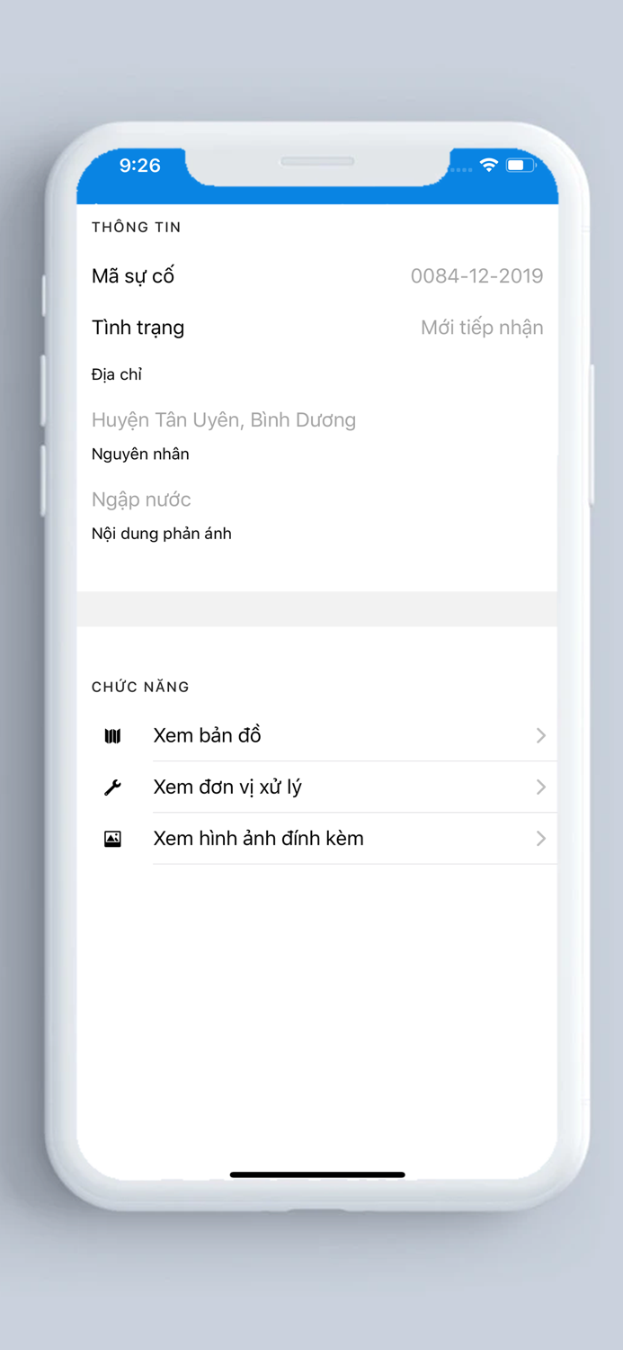 Phản ánh sự cố Bình Dương