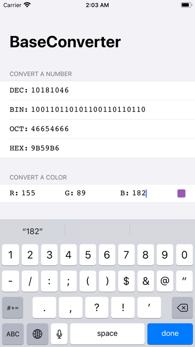 BaseConverter DEC/BIN/HEX screenshot 2