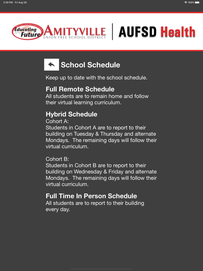 Amityville UFSD Health App