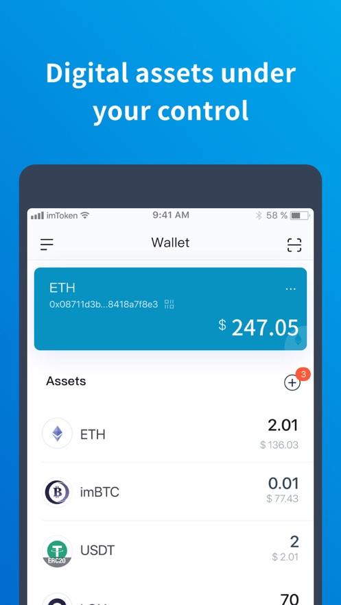 rich digital wallet to securely manage btc eth atom eos trx