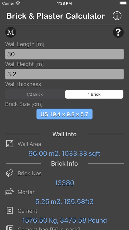 Brick and Plaster Calculator