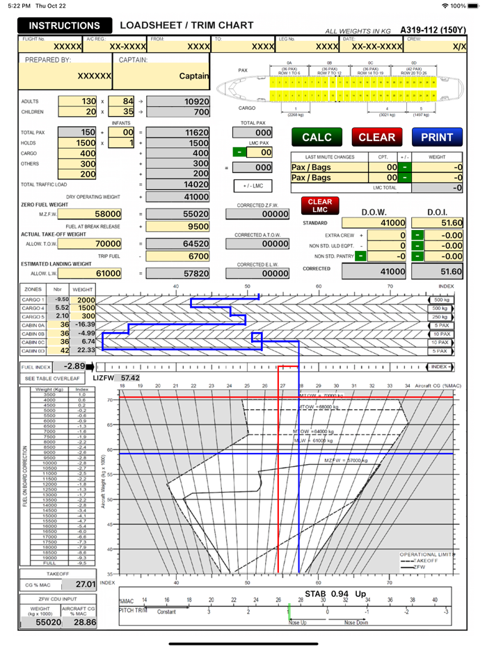A319 LOADSHEET TB 150 4z PAX