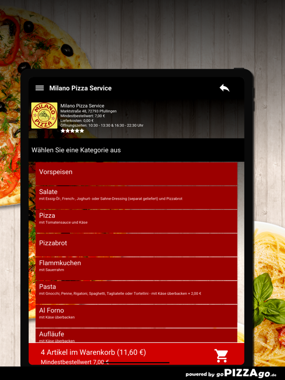 Milano Pizza Service Pfullinge screenshot 8