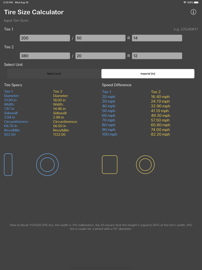 輪胎尺寸計算器