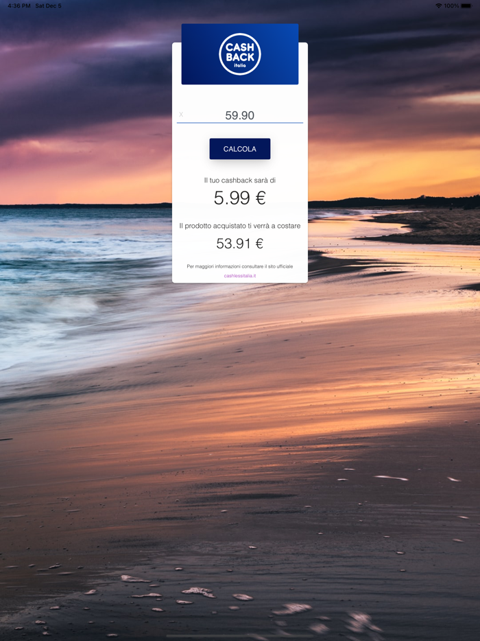 Calcolatore Cashback di Stato