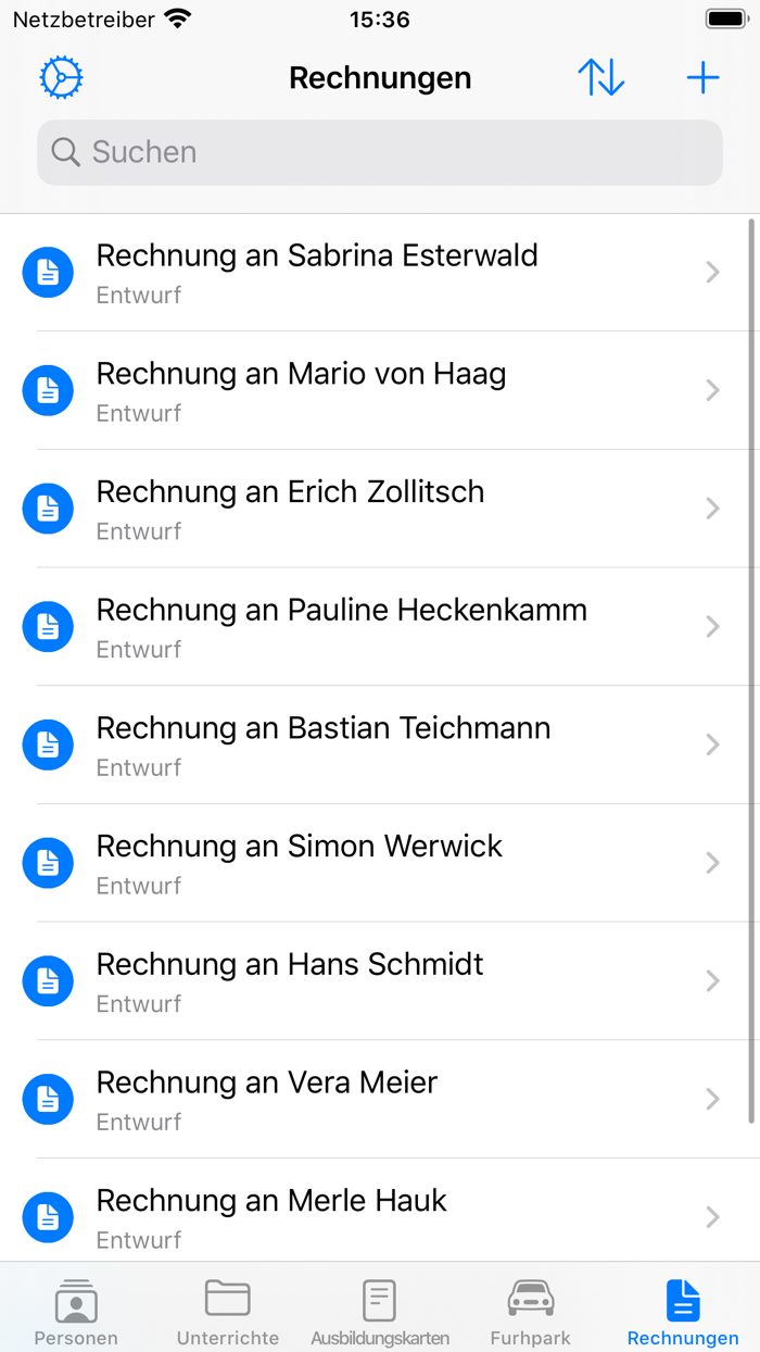 Fahrschule Verwaltung