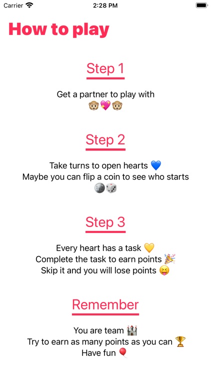 Hearts away - A game for two