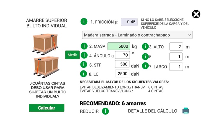 Calculadora de amarres GV