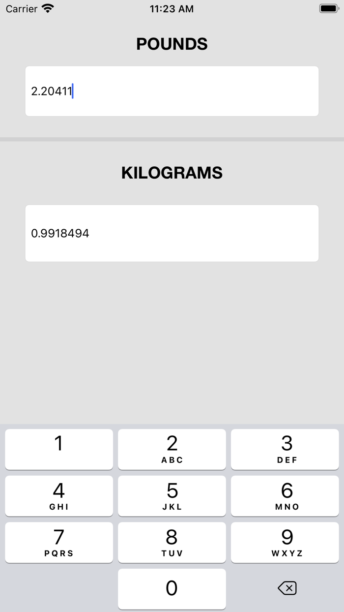 Pounds and Kilograms Converter