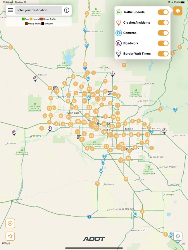 Az511 Road Conditions Map 511 Arizona On The App Store