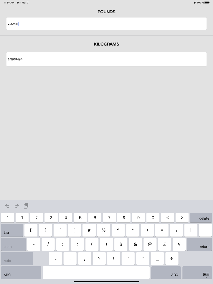 Pounds and Kilograms Converter