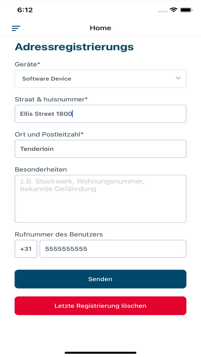 Adress-Registrierungs-App