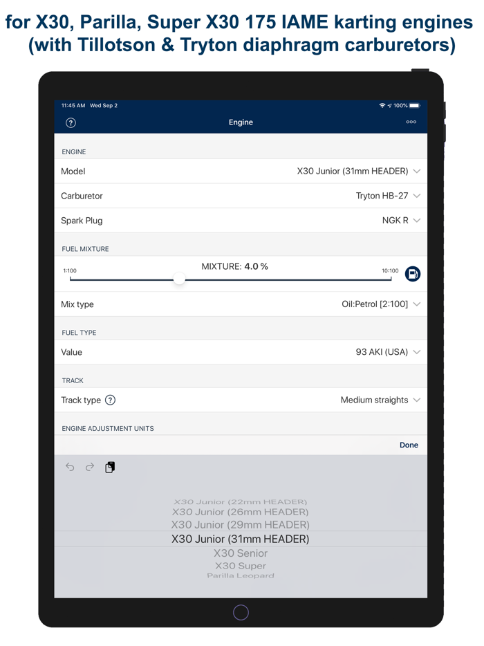 Jetting for IAME X30 Karting