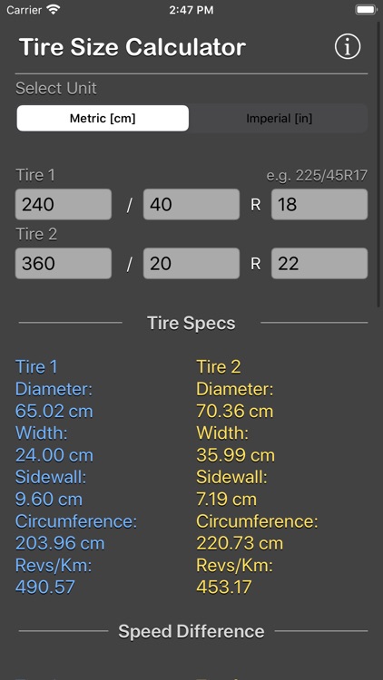 Tire Size Calculator Plus screenshot-3