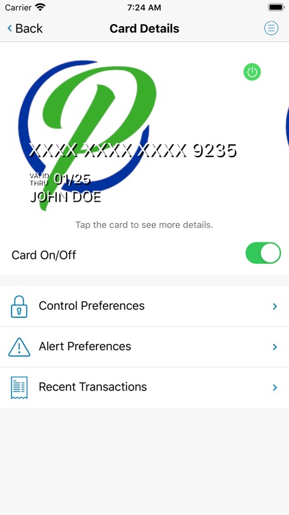 MyPeoplesBank Card Controls
