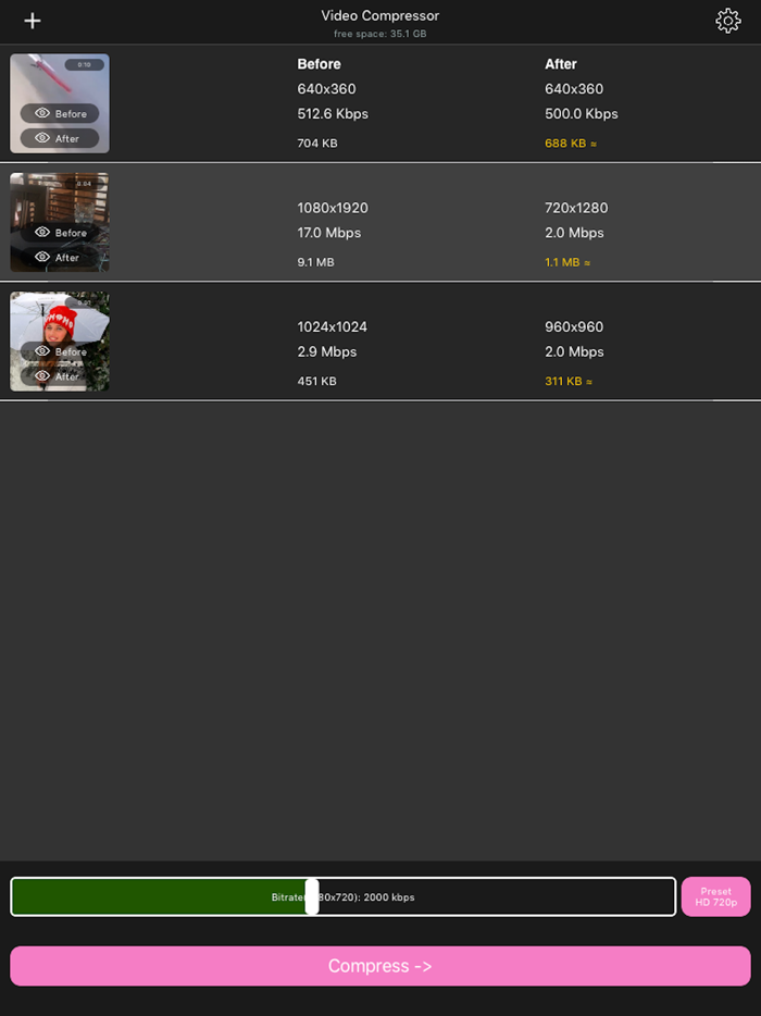 Video CompressorShrink videos