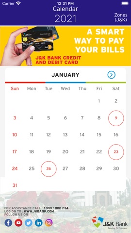J K Bank Ecalendar 21 App Itunes India