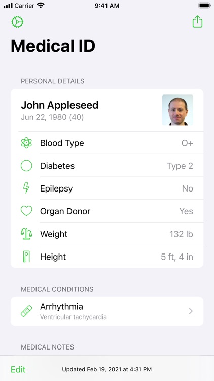 Medical ID Record
