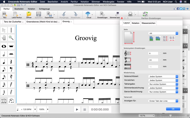 Crescendo Notensatz-Editor