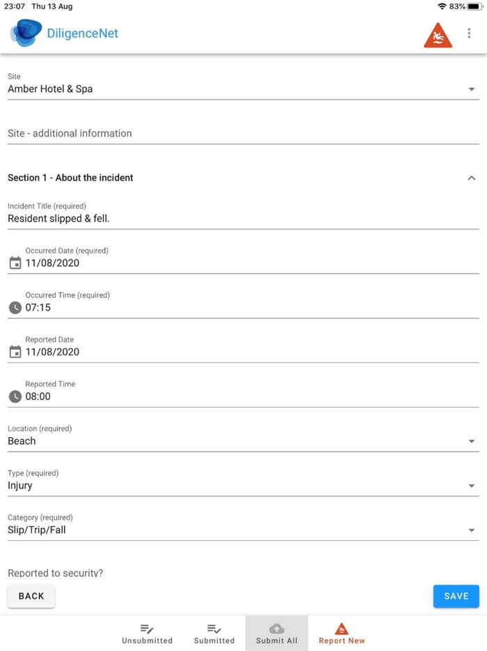DiligenceNet Incident App