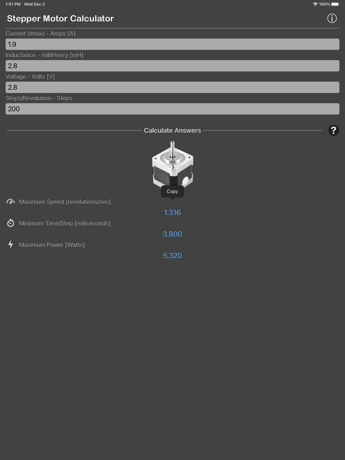 Stepper Motor Calculator
