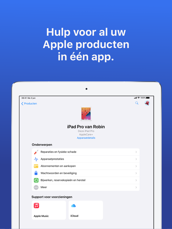 Apple Support iPad app afbeelding 1
