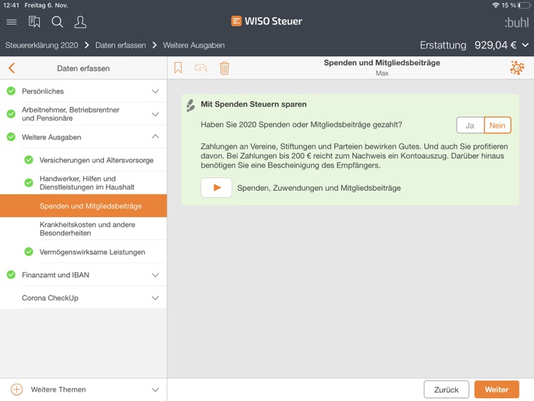 WISO Steuer 2021 Tablet screenshot-3