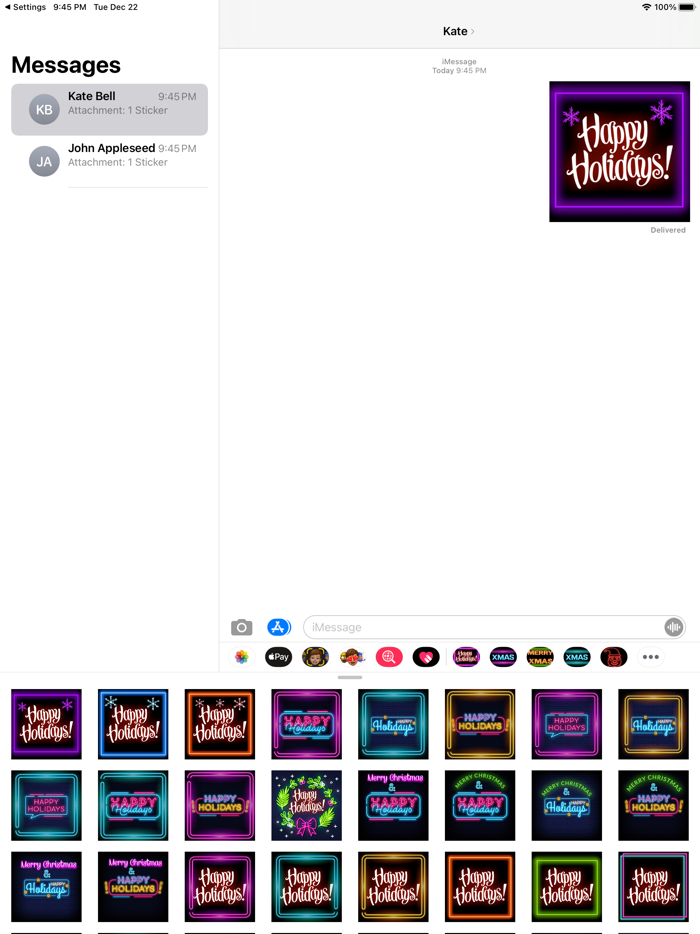 Happy Holidays Neon Stickers