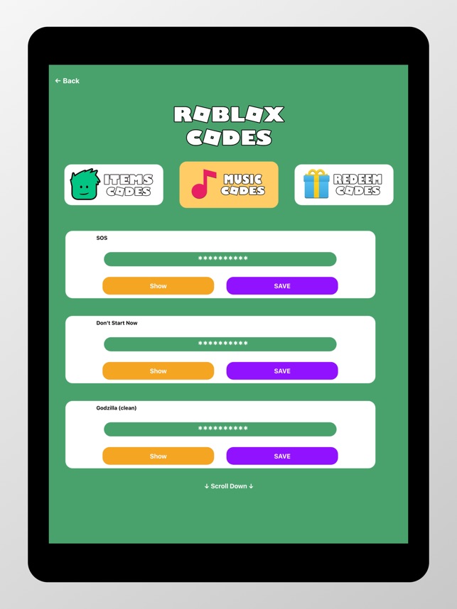 Premium Codes For Roblox On The App Store - roblox exclusive items codes