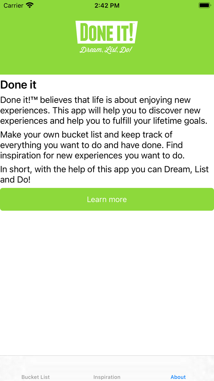 Done It - Make a Bucket List