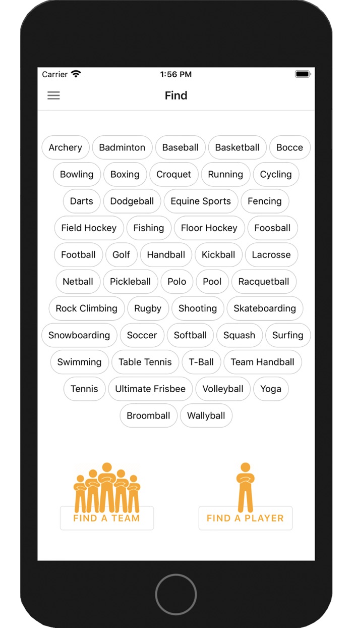 SportUp to find Sport Team