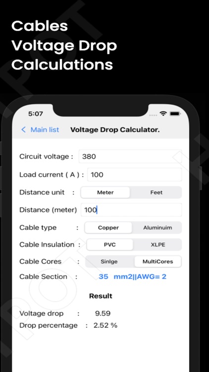 Cables Calculations screenshot-3