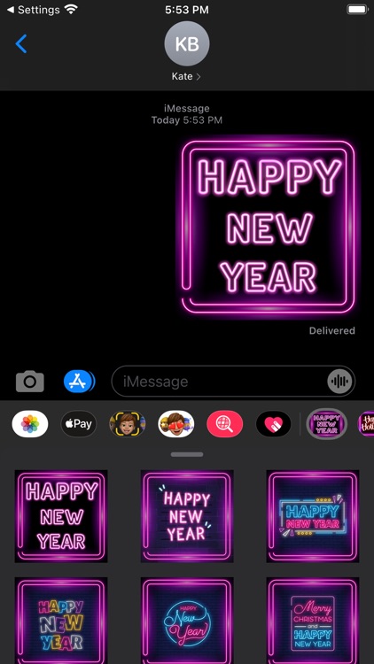 Happy New Year Neon Stickers