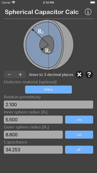Spherical Capacitor Calculator screenshot 4