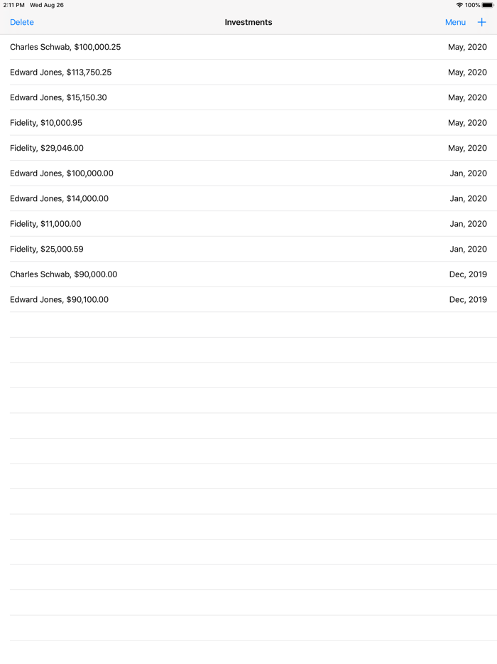 Investments Organizer
