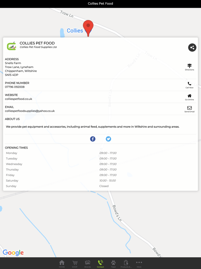 Collies Pet Food Supplies App
