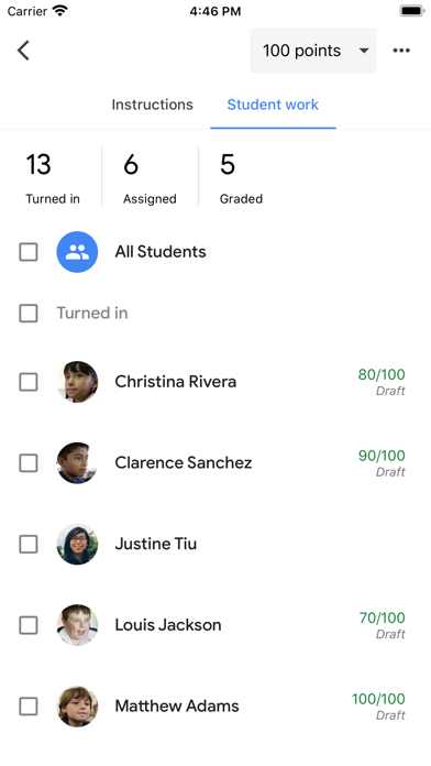 Google Classroom Screenshot on iOS