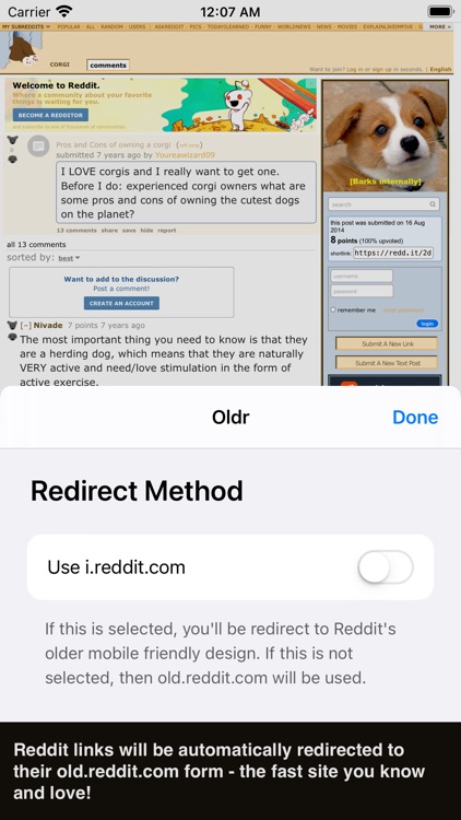 Oldr Redirect for Reddit