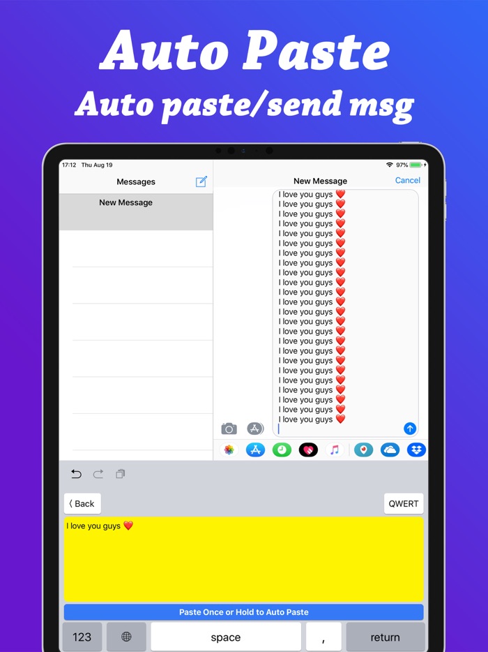 Auto Paste Keyboard Fonts