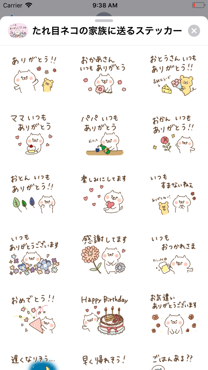 たれ目ネコの家族連絡・父の日・母の日