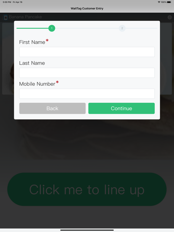 WaitTag Customer Entry screenshot 3