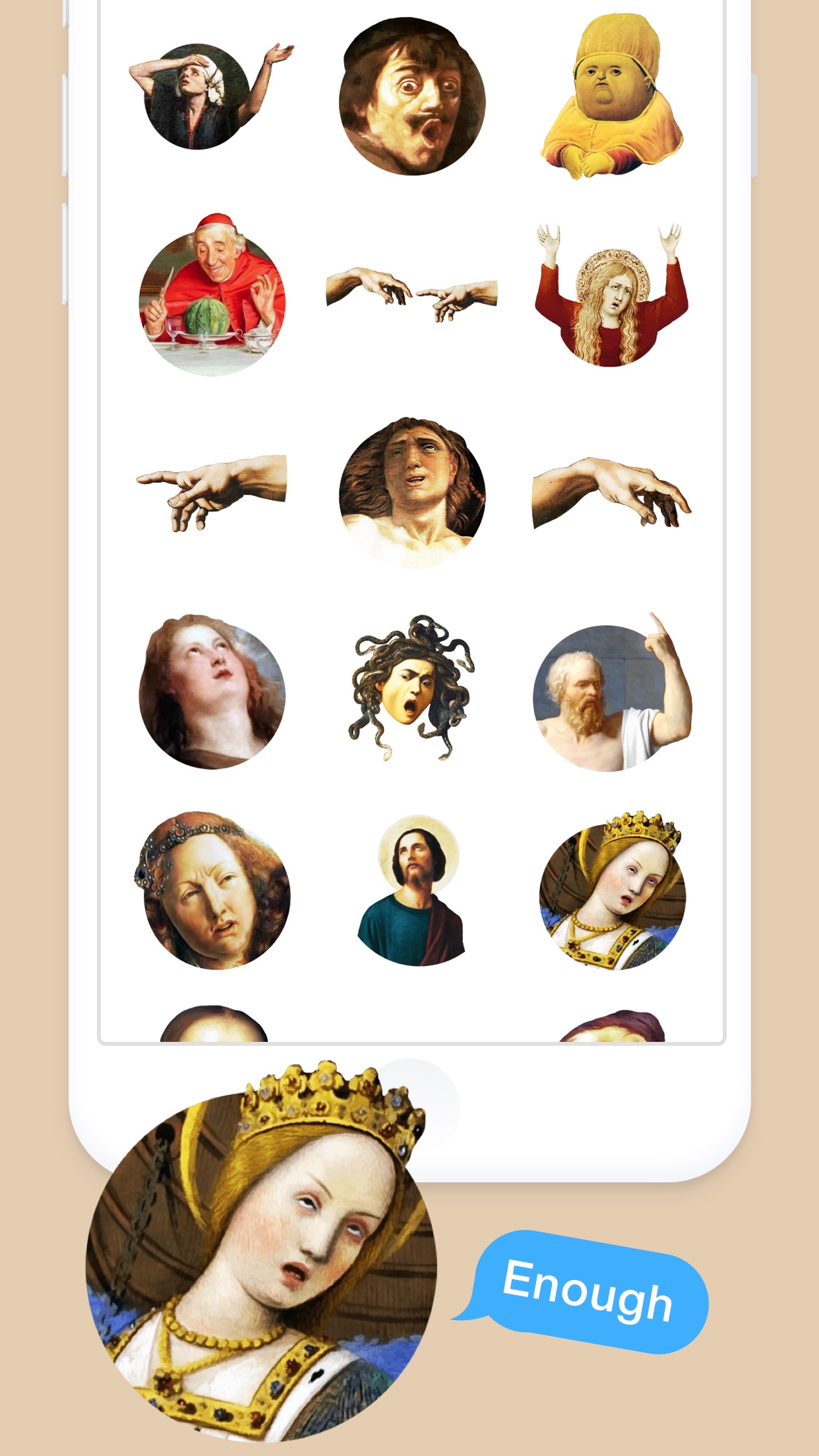 Screenshot do app Stickers de Arte Clássica